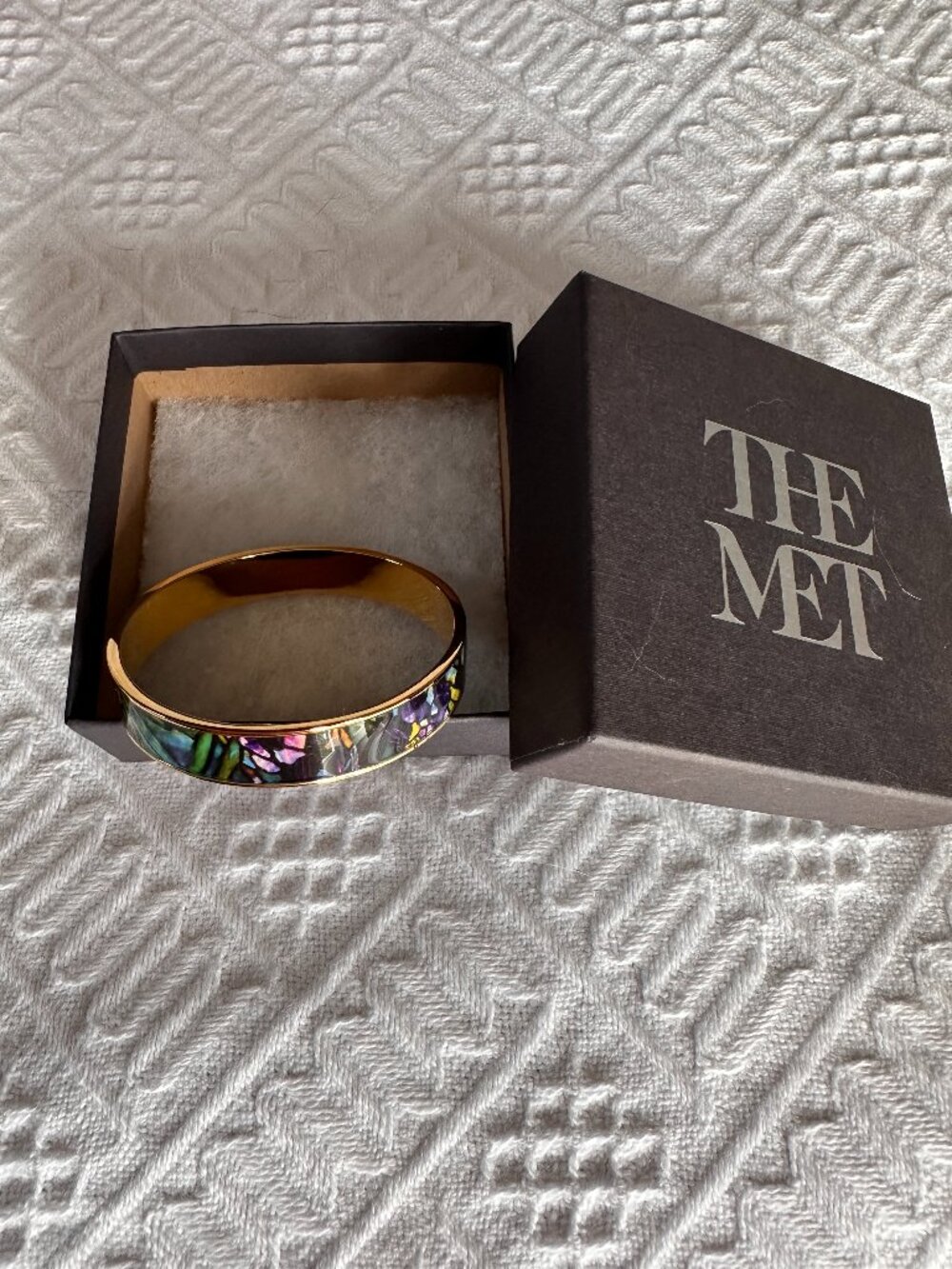 Enamel and 18K gold plated bangle bracelet